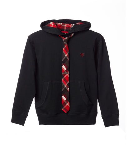 Tie Hoodie - School Boy in Black