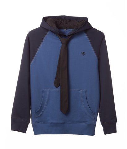Tie Hoodie - Blue Two Tone