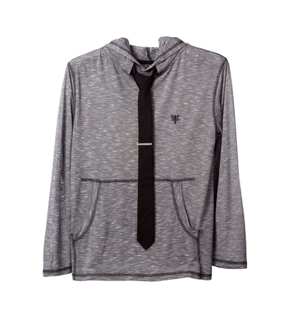 Tie Hoodie - Marled Grey