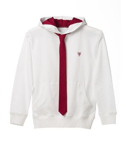 Tie Hoodie - Classic White with Red Tie