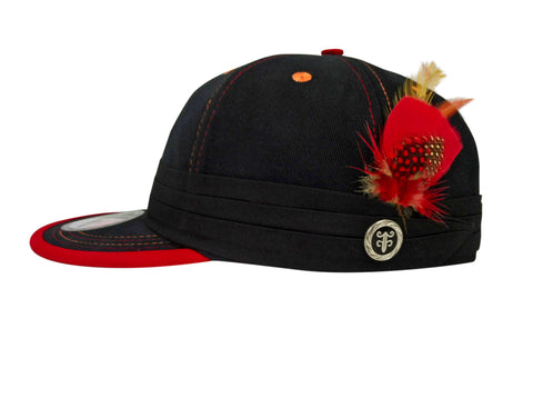 Black FeatherFitted®️ / Red Trim & Thread