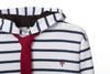 Tie Hoodie - Navy Breton Stripe (closeup)
